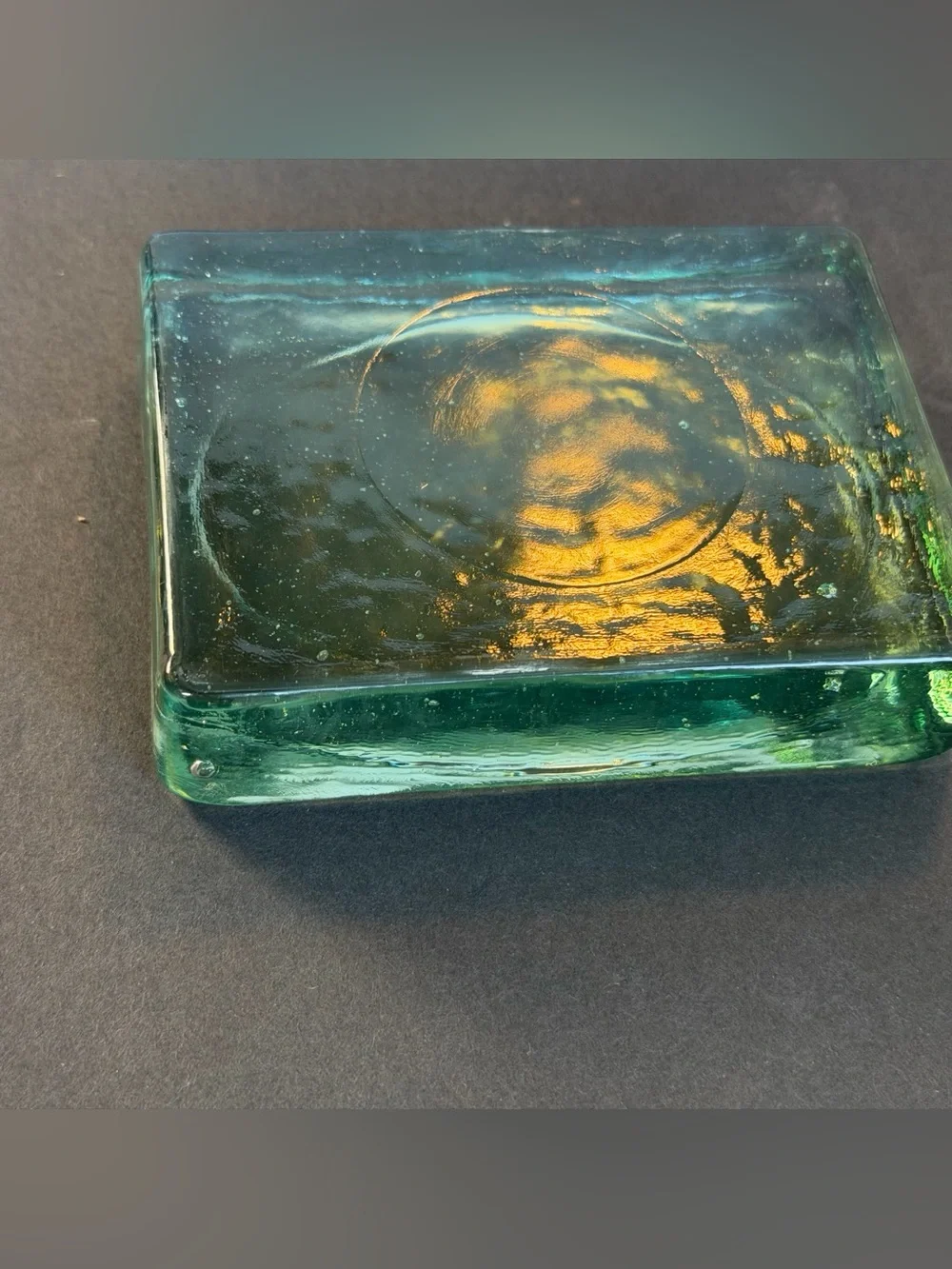 Green Glass Bar Soap Holder, Thick Glass 3.5x5